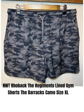 Rhoback The Regiments Lined Gym Shorts The Barracks Camo Size XL